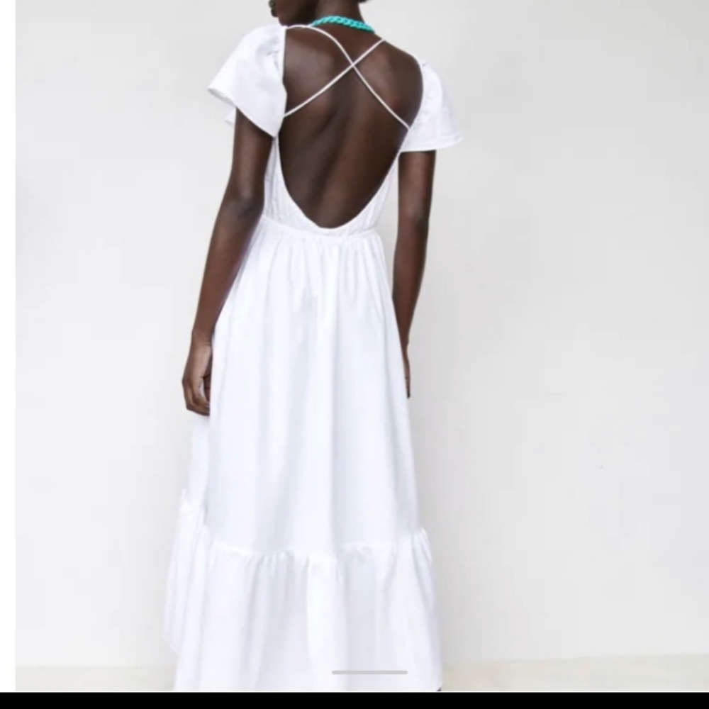 Zara crochet linen blend long dress